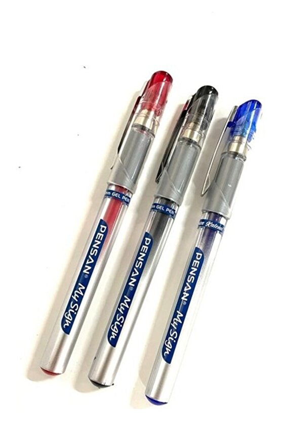 3 Adet My Sıgn Jel Roller Imza Kalemi 1 mm Kırmızı - Mavi -Siyah