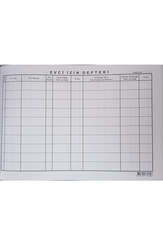 Evci İzin Defteri Cilt Kapak