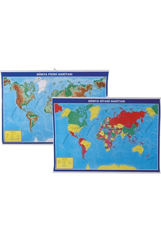 998 Harita Dünya Fiziki Ve Siyasi Çıtalı 70x100