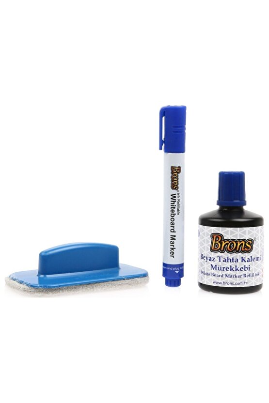 Beyaz Tahta Yazı Seti - Mürekkep + Kalem + Silgi