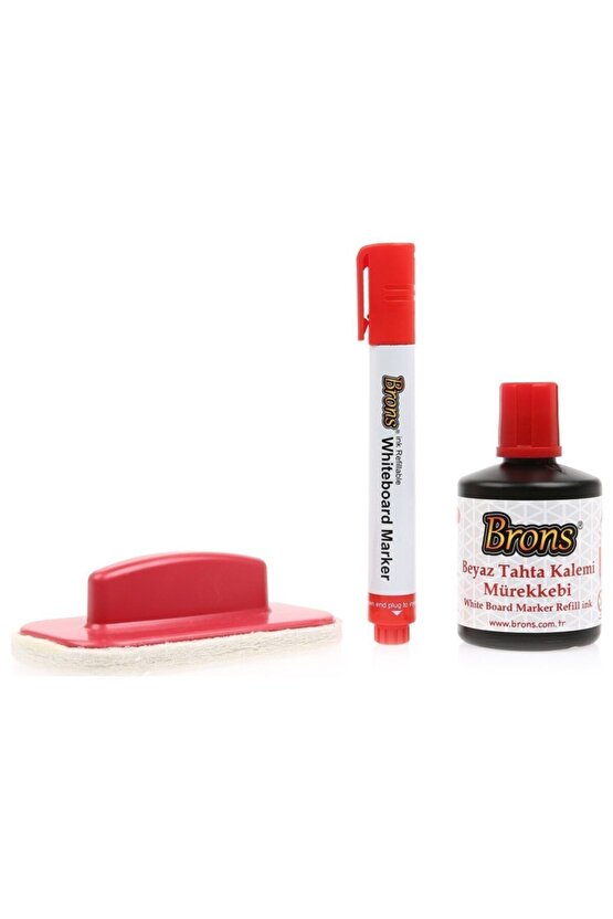 Beyaz Tahta Yazı Seti - Mürekkep + Kalem + Silgi