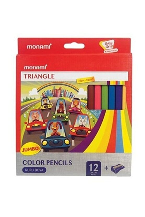12li Jumbo Üçgen Kuru Boya Kalemi