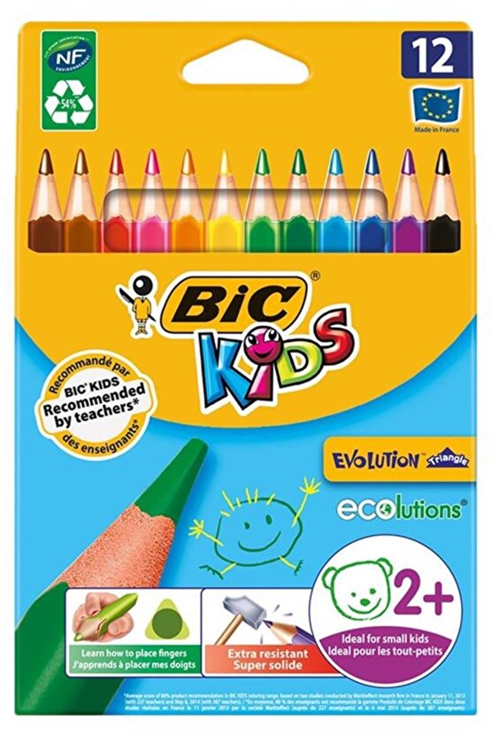 Unisex Çocuk Kids Evolution Üçgen Jumbo Kuru Boya Kalemi 12li Kutu