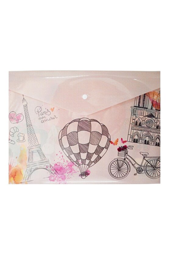 A4 Baskılı Çıtçıtlı Dosya Ödev Dosyası Kız Desenler 12 Adet