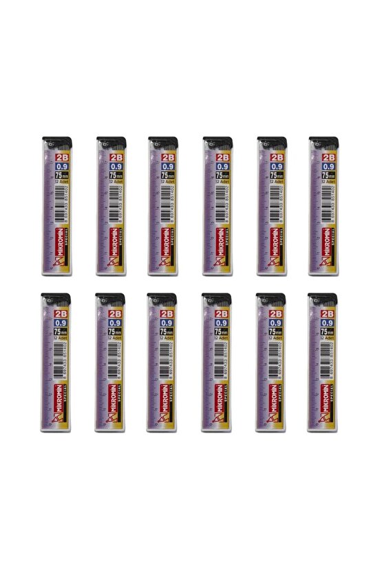 Min 0.9 Mm Cetvelli Kalem Ucu 75 Mm Uç 12 Adet