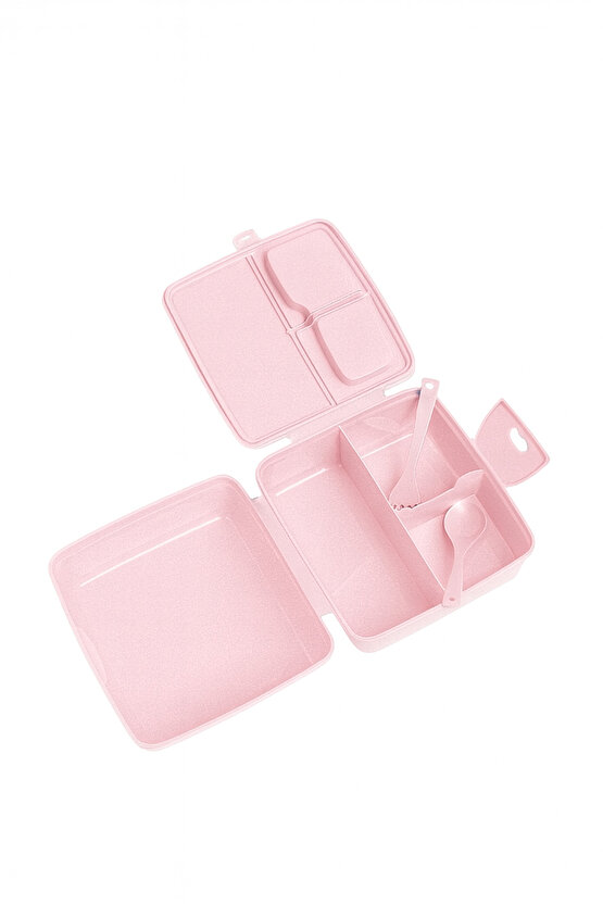 4 Bölmeli Çocuk Beslenme Kutusu Kaşık ve Çatallı - Yemek Saklama Kabı Beslenme Kabı