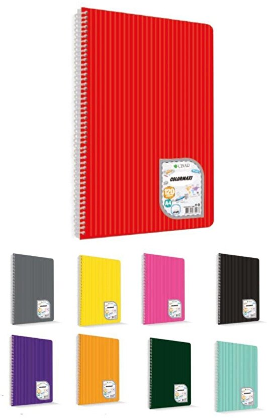 Uni Note A4 Colormaxi Spiralli Defter Plastik Kapak 72 Yaprak Çizgili 721 73001 (6 LI PAKET) T.d