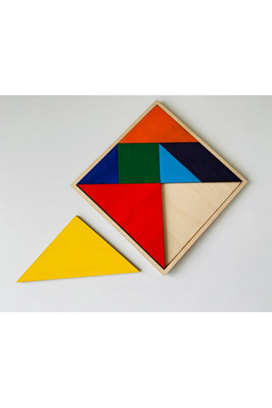 7 Parça Eğitici Renkli Ahşap Orta Boy Tangram Akıl Zeka Mantık Ve Strateji Oyunu