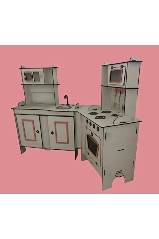 Ahşap Oyuncak Mutfak, L Model, Oyuncak Mutfak, Montessori Mutfak, Mutfak Seti Oyuncak