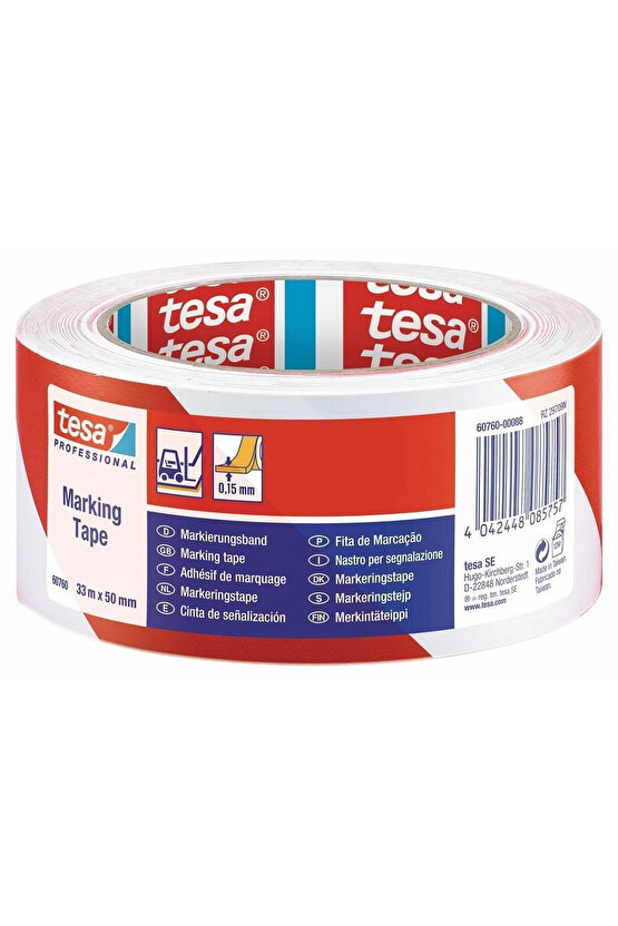 60760 Yer İşaretleme Bandı 50mmx33mt Kırmızı Beyaz