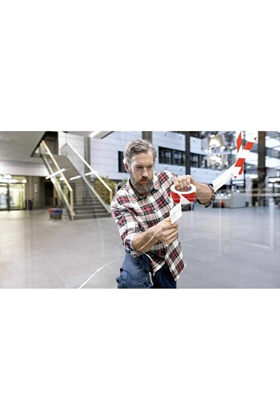 60760 Yer İşaretleme Bandı 50mmx33mt Kırmızı Beyaz