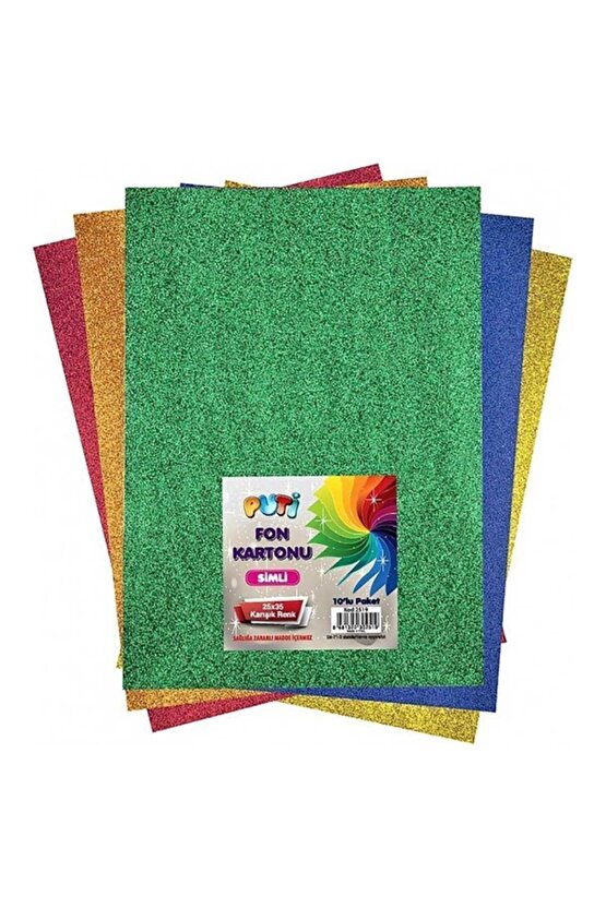 Simli Fon Kartonu 25X35 Cm 10 Lu Karışık