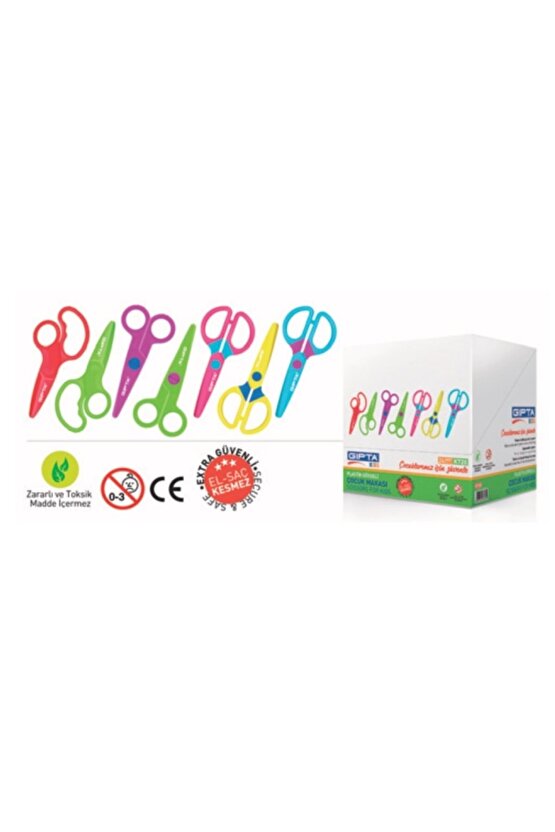 Çocuk Makası Küt Uç Plastik Gövde 7 Renk (24 Lü Paket) K7200