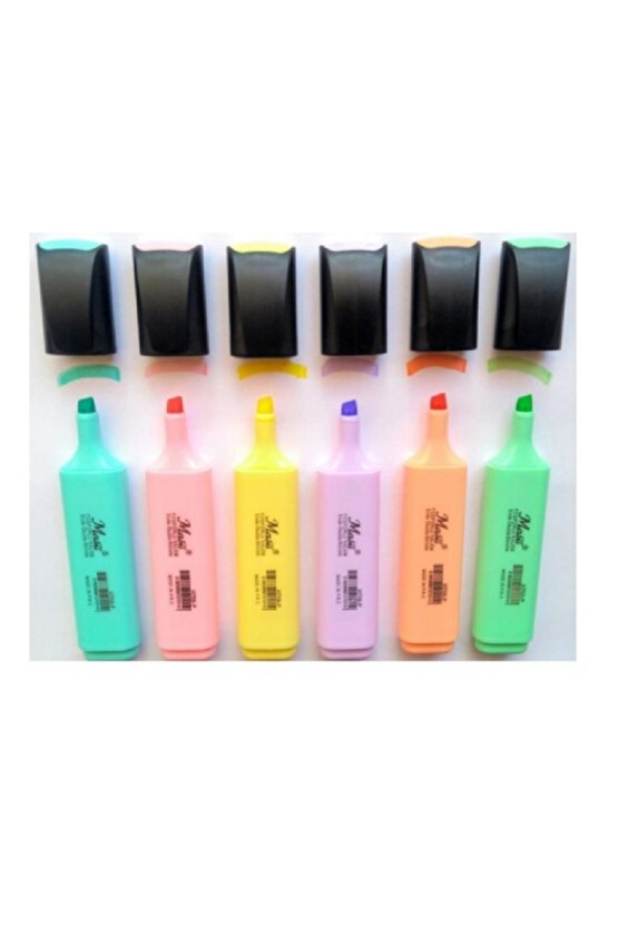 Pastel Renk Fosforlu Işaretleme Kalemi 6 Lı Set