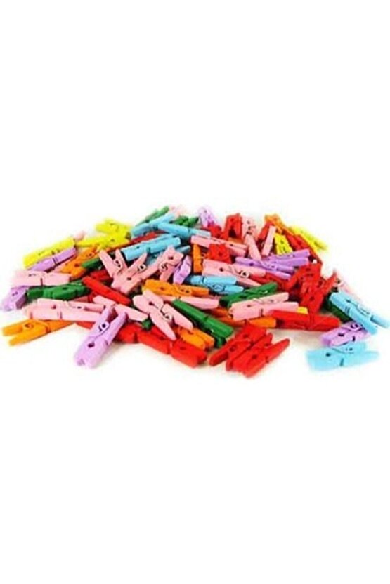 Küçük Renkli Mandal 15 Li Paket Mini Ahşap Mandal Fotoğraf Mandalı 2,5 Cm