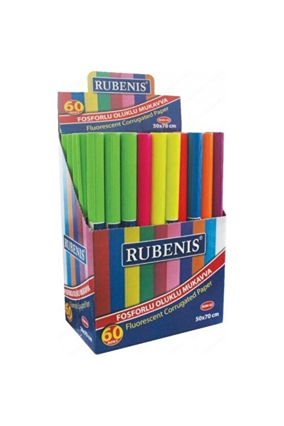 Oluklu Mukavva 50x70 Cm Renkli 4lü Fosforlu Karışık Renk