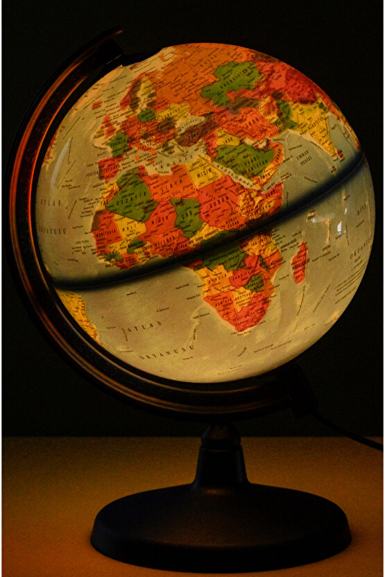 IŞIKLI SİYASİ DÜNYA KÜRE ( YERKÜRE ) 26 CM - YAZILIP SİLİNEBİLİR PARLAK YÜZEY