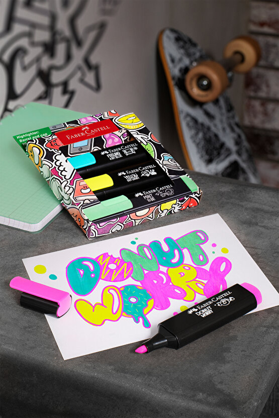 Fosforlu Kalem Seti 4lü, Graffiti, 3 Farklı Çizgi Kalınlığı, Dayanıklı Mürekkep