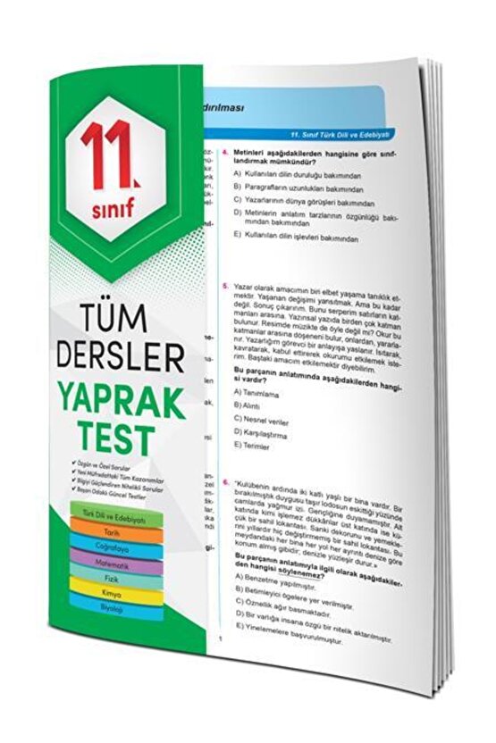 Tüm Dersler Yaprak Test 11. Sınıf 4 Element