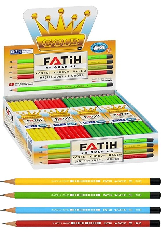 Mercanlı Kurşun Kalem Gold Pastel Renk 144lü