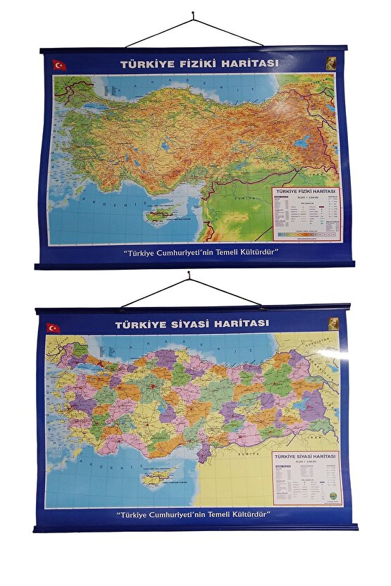 Türkiye Siyasi Ve Fiziki Haritası 50x70 Cm Çift Taraflı