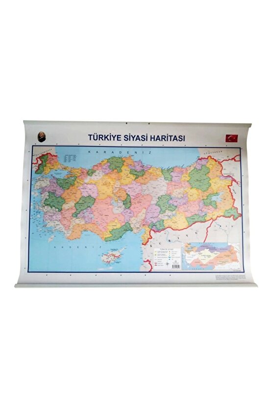 Türkiye Siyasi Ve Fiziki Haritası 50x70 Cm Çift Taraflı