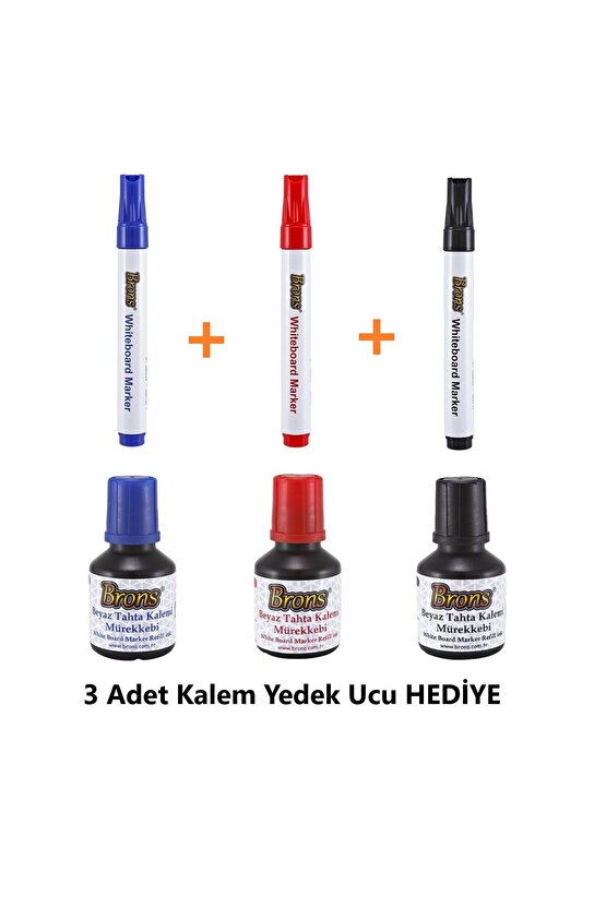 3lü Doldurulabilir Tahta Kalem Seti - 3 Tahta Kalemi - 30ml 3 Renk Mürekkep ve Yedek Kalem Uçları