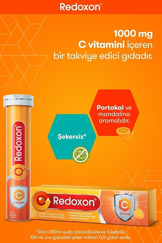 C Vitamini 15 Efervesan Tablet I 1000 Mg C Vitamini Içeren Takviye Edici Gıda