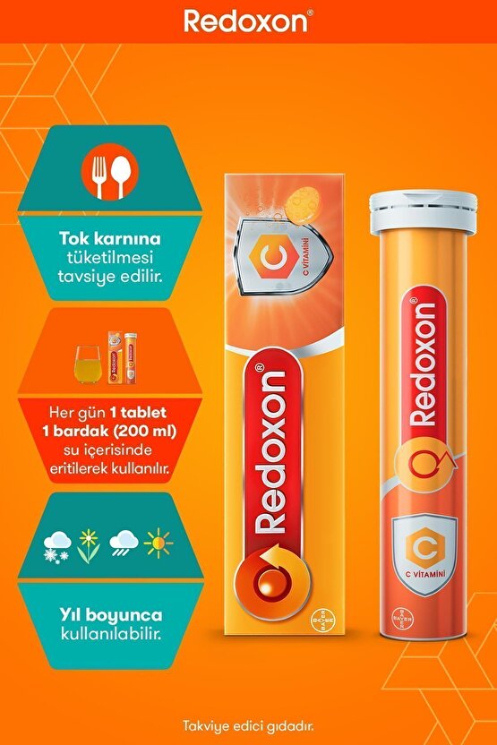 C Vitamini 15 Efervesan Tablet I 1000 Mg C Vitamini Içeren Takviye Edici Gıda