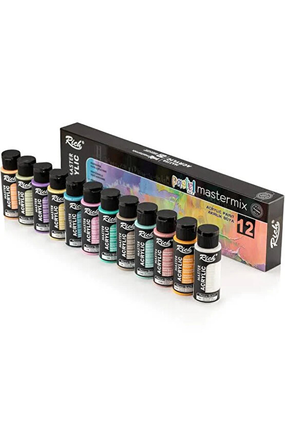 Mastermix 12x60cc Akrilik Boya PASTEL Renkler Set  09709