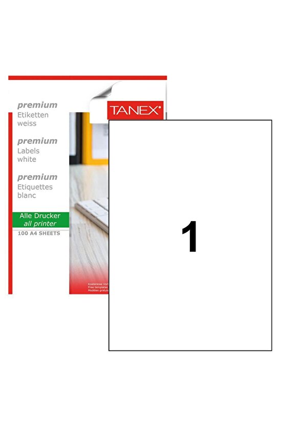 TW-2000 Yazıcı Etiketi 210 x 297 mm 100 Adet - Beyaz
