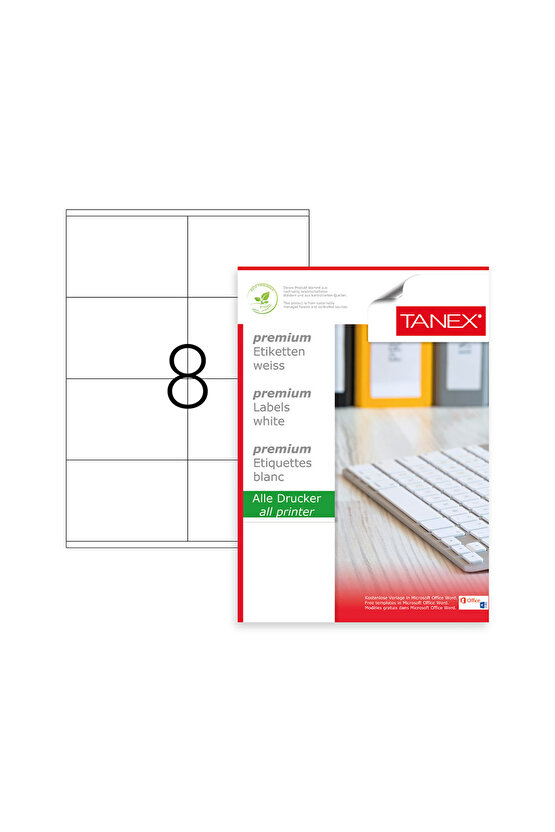 A4 Lazer Etiket, ölçü 105×72 Mm Tw 2408