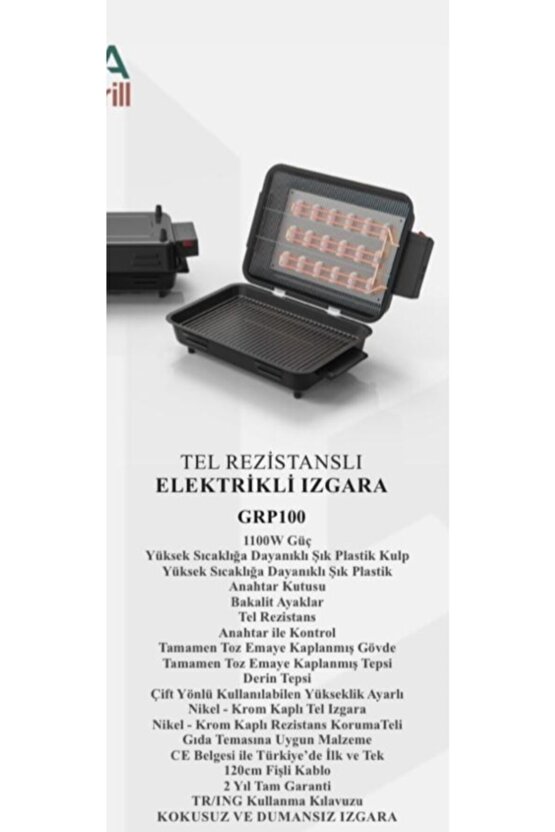 Tel Residanslı Elektirikli Telli Avrasya Mangal & Barbekü Dumansız Izgara