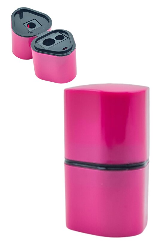 3 Lü Lüx Kalemtıraş Hazneli Kalemtıraş Tahta Kalem Açacağı Pembe