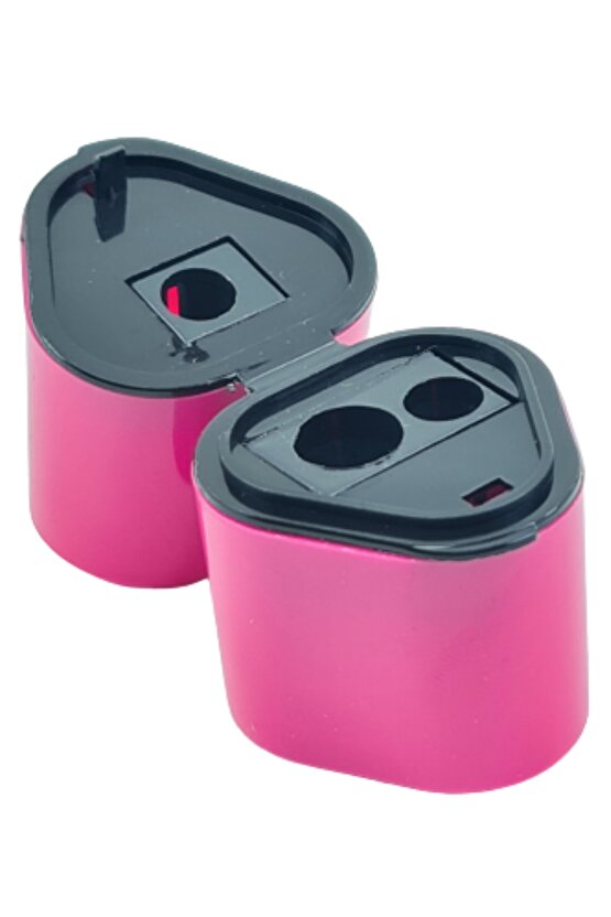 3 Lü Lüx Kalemtıraş Hazneli Kalemtıraş Tahta Kalem Açacağı Pembe