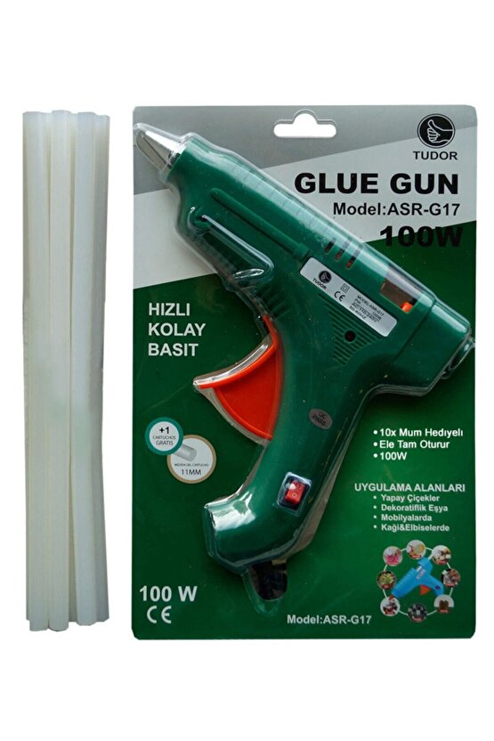 Sıcak Kalın 11 mm Silikon Tabancası 100 Watt Anahtarlı 10 Adet Silikon