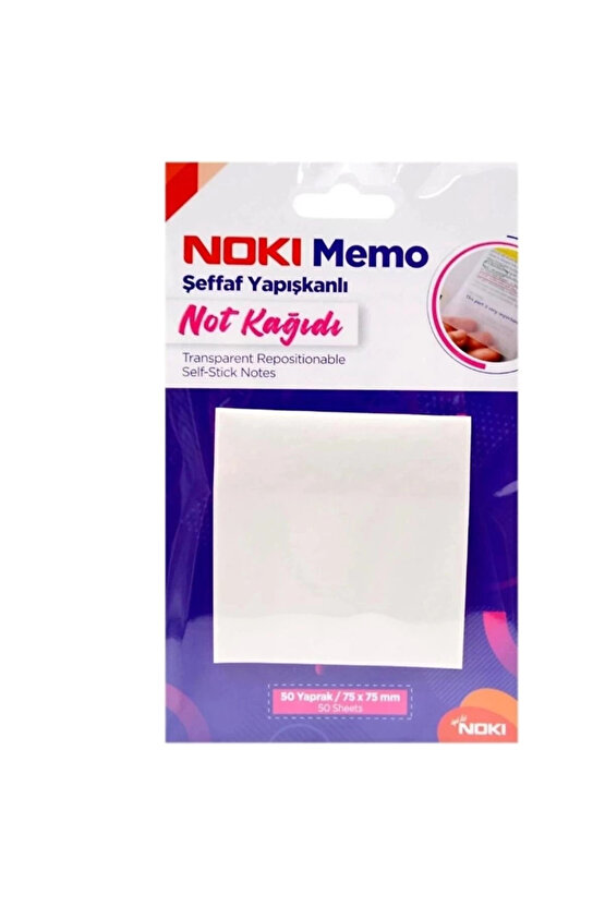 Memo Şeffaf Yapışkanlı Not Kağıdı 50yp.75x75mm. - 12300