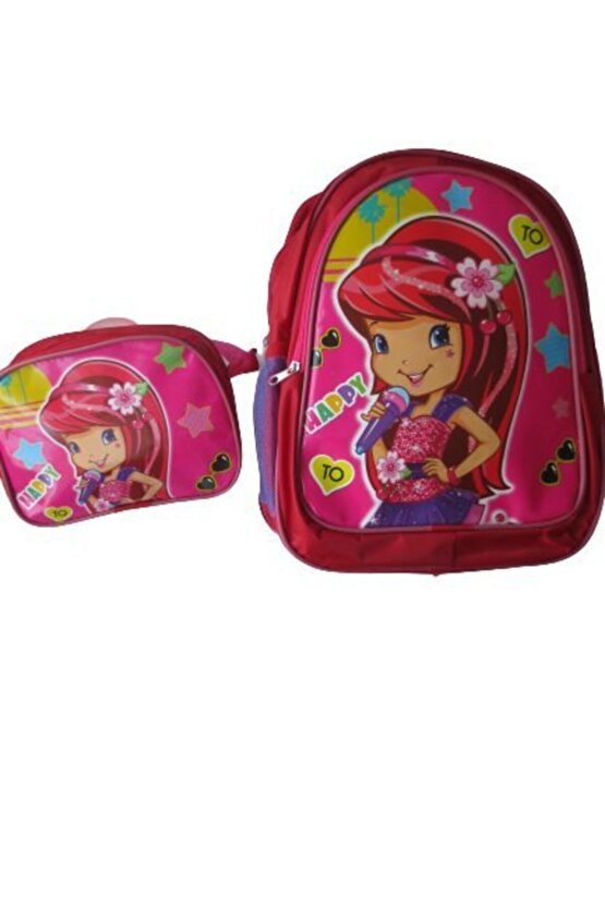 Kız Çocuk Beslenmeli Okul Sırt Çantası - 3 Bölmeli Fermuarlı Ilkokul Ortaokul Ve Beslenme Çantası