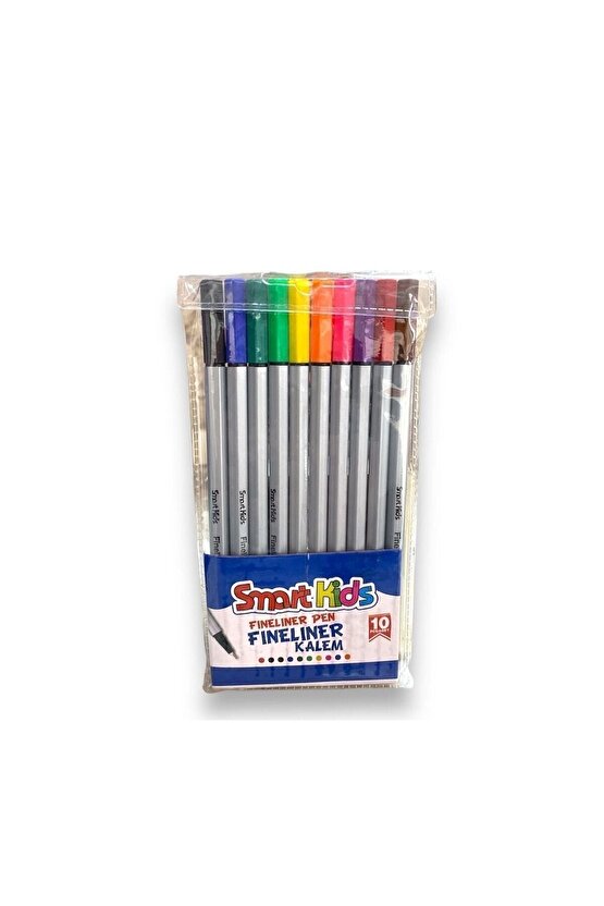 Smart Kids Fineliner Kalem (İnce Uçlu Keçeli Kalem) 10 Renk Pvc Paket