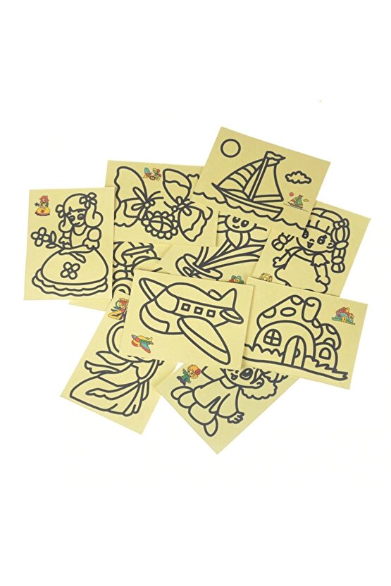 50 Adet, Büyük Boy, Kum Boyama Seti, A4 Boyutunda, Kum Boyama Çalışması, Etkinlik 50