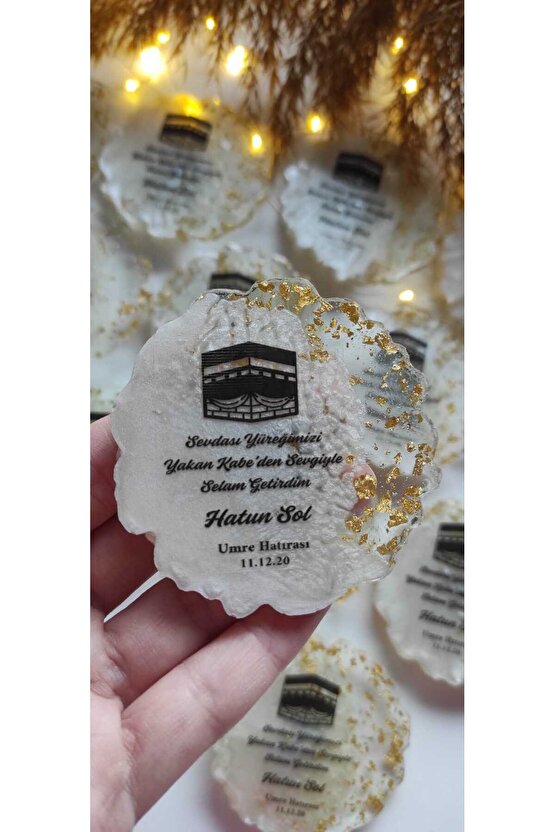 BİRGÜLCE Hac Umre Hediyelikleri 10 Adet Kabe Resimli Epoksi Magnet Hediyelik Hatıra