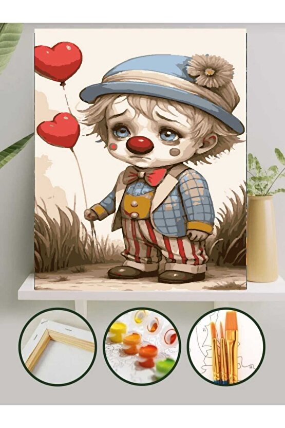 Sayılarla Boyama Kasnaklı Tablo Seti Fırça Boya Dahil 40x50 Küçükpalyaço