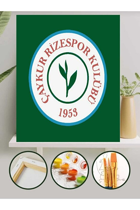 Sayılarla Boyama Kasnaklı Tablo Seti Fırça Boya Dahil 40x50 Çay kur Rizespor