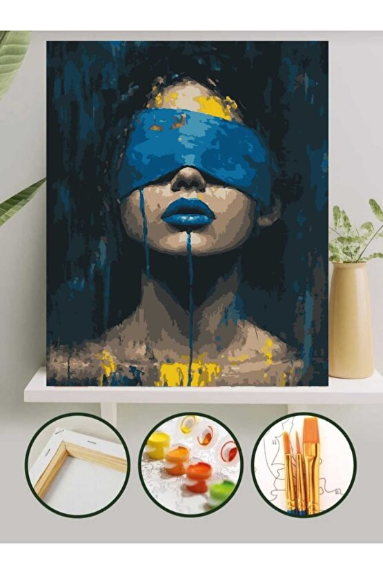 Sayılarla Boyama Kasnaklı Tablo Seti Fırça Boya Dahil 40x50 Karanlık