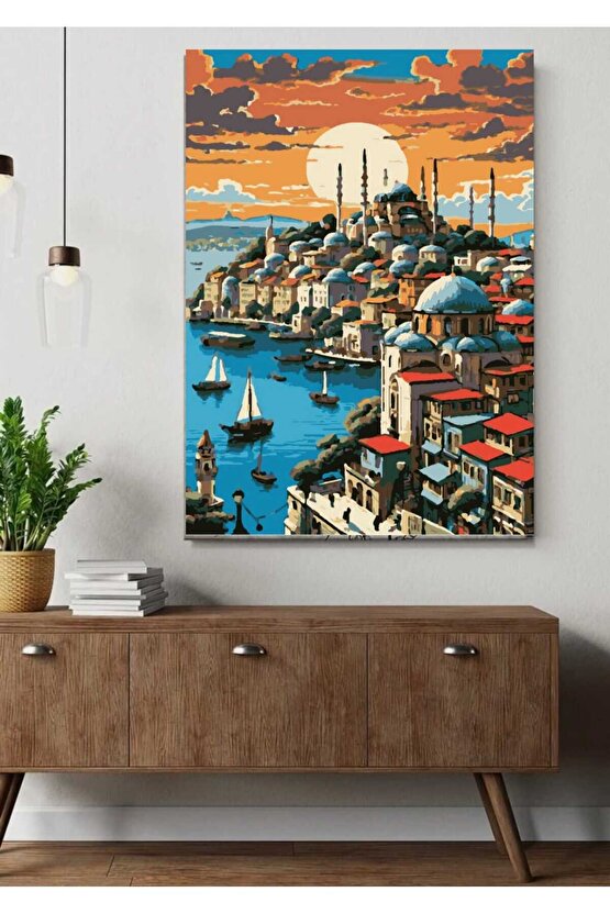 Sayılarla Boyama Kasnaklı Tablo Seti Fırça Boya Dahil 40x50 İstanbul