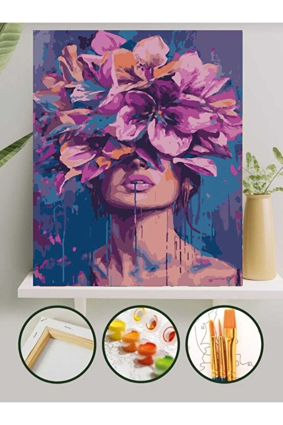 Sayılarla Boyama Kasnaklı Tablo Seti Fırça Boya Dahil 40x50 Mormor