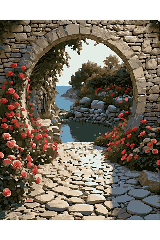 Sayılarla Boyama Kasnaklı Tablo Seti Fırça Boya Dahil 40x50 MANZARA