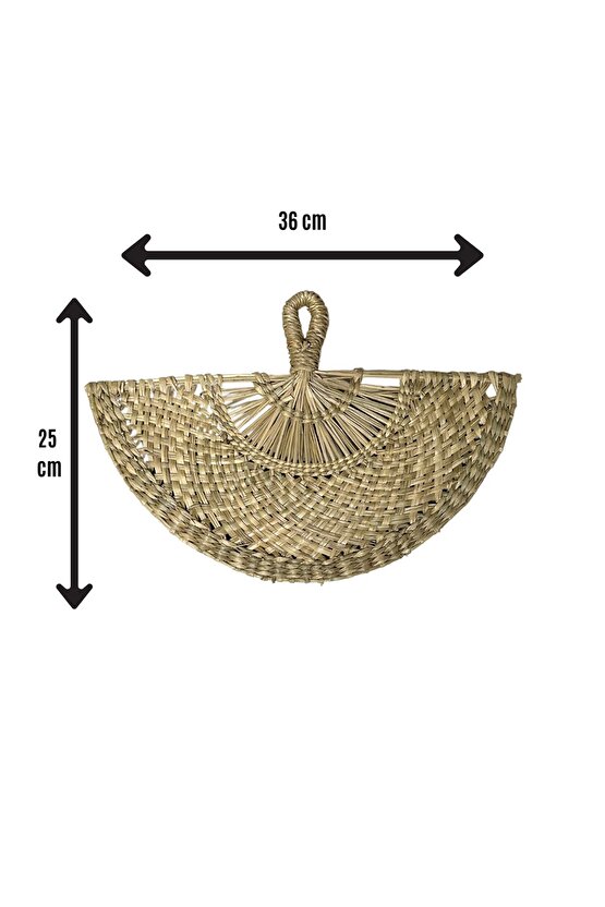 Rattan Hasır Duvar Yelpazesi | El Örgüsü Bohem Dekoratif Duvar Süsü