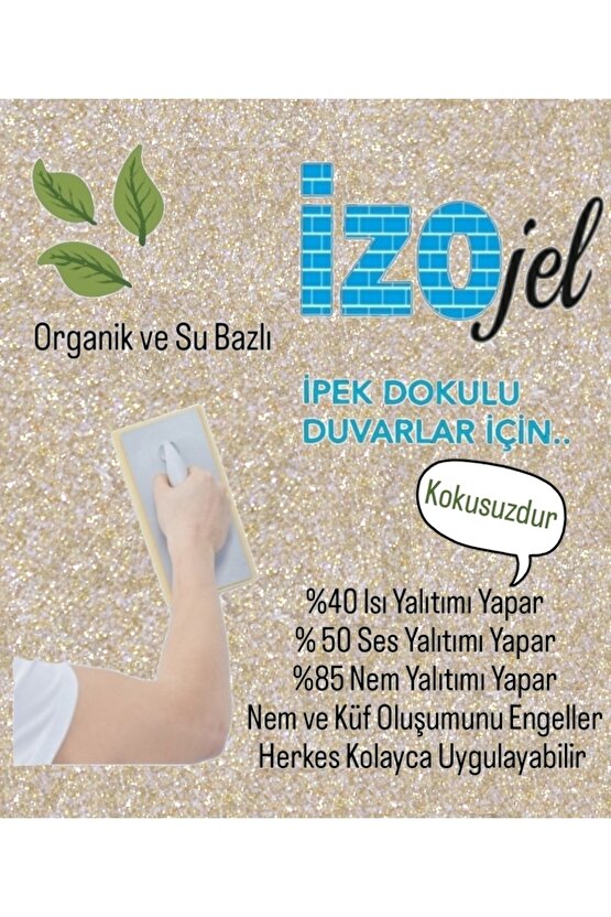 Organik Ipek Dekoratif Yalıtım Sıvası- Parlak Gold - Izo-026 - 4 M2 - Ses & Isı & Nem Yalıtımı