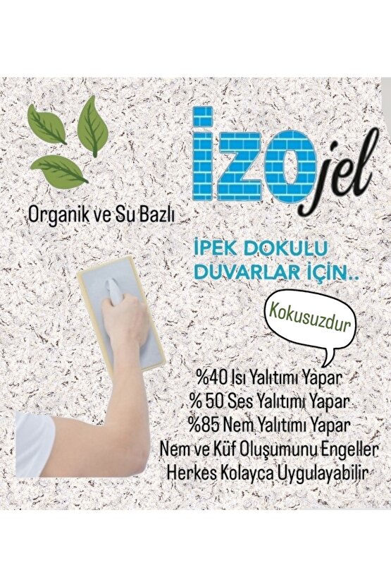 Organik Ipek Sıva - Dekoratif Yalıtım Sıvası - Ses & Isı & Nem Yalıtımı - Izo-061 - 4 M2